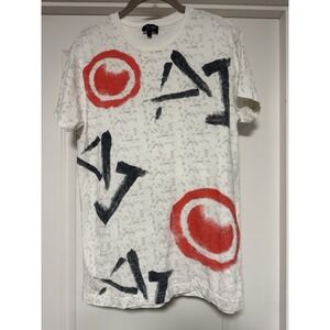 Armani Jeans, Men's‎ AJ Logo Short Sleeve Tshirt, White/Black/Red, Size Medium